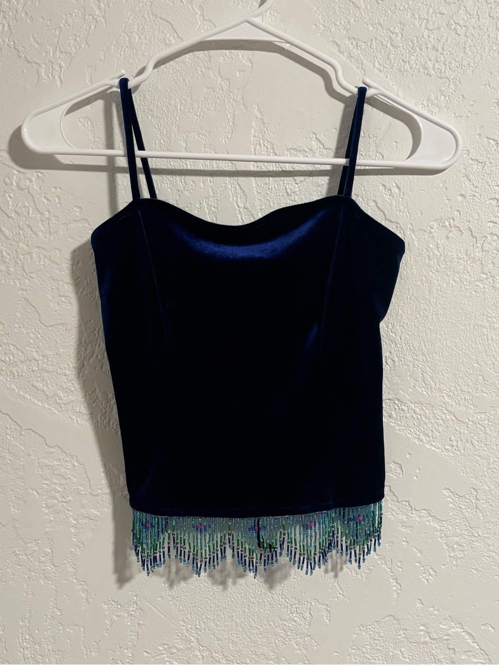 Zum Zum by Niki Livas Navy Velvet Beaded Fringe Cami
